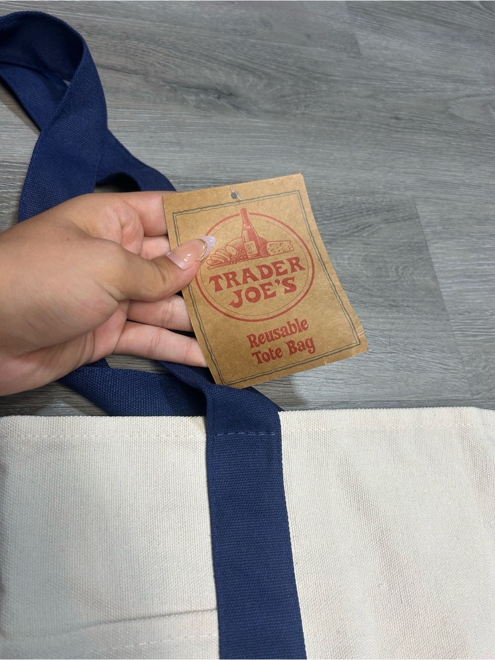 Trader Joe’s Canvas Tote Shopping Bag - LARGE CLASSIC NAVY BLUE - NEW with TAGS - Picture 3 of 8